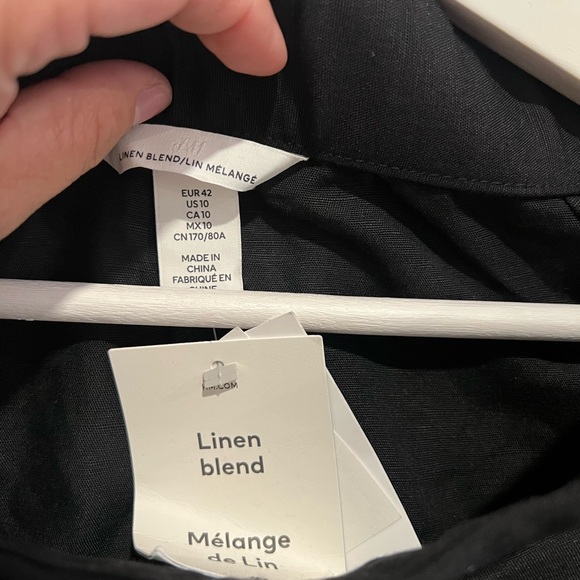 H&M linen blend Elegant Black High Waist Women's Shorts - Picture 2 of 3